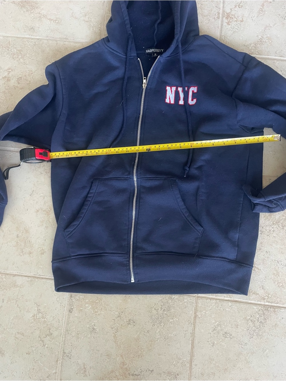 NYC Navy Full-Zip Hooded Sweatshirt - Unbranded - Picture 6 of 7